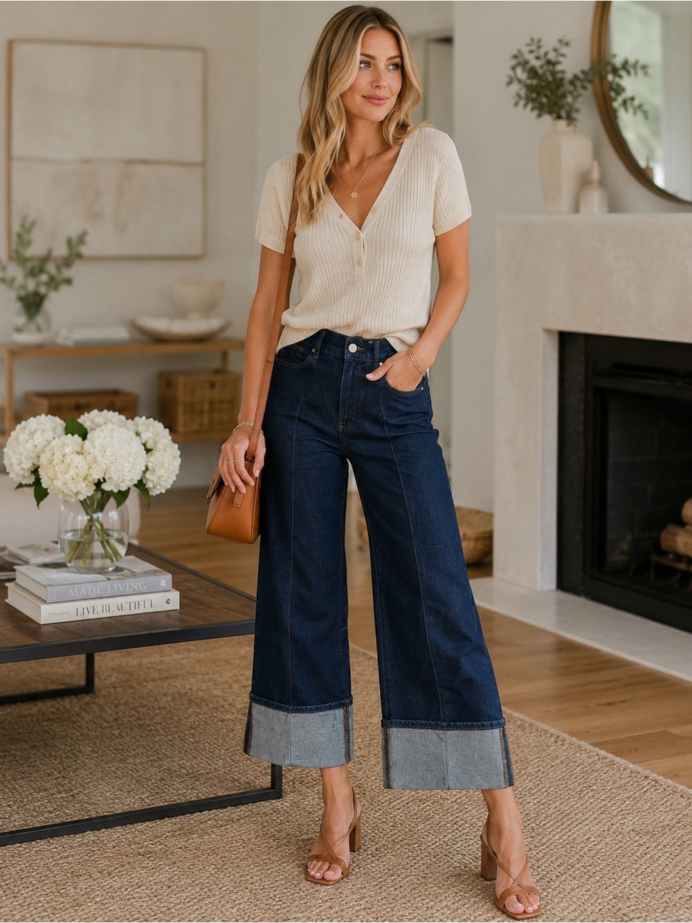 Ann Taylor Wide Leg Crop Pintuck Jeans NWT – Size 6 Dark Wash High Rise Cuffed